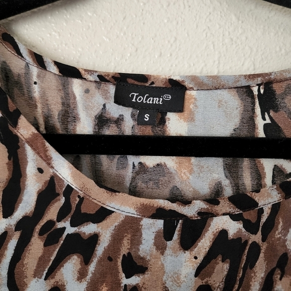 Tolani Silk Leopard Paisley Peasant Lightweight Blouse Womens Small - Picture 7 of 8